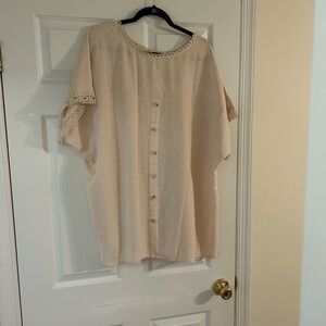 Source Unknown Cream Lace Detail Blouse